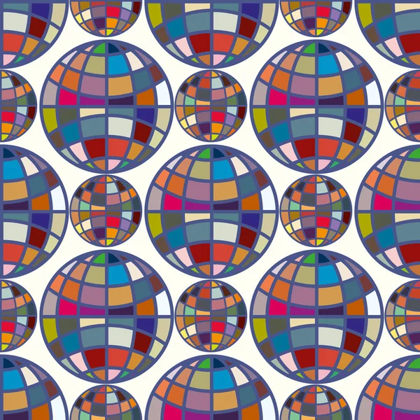 カラフルなモザイク地球儀のシームレス パターン — ストックベクタ