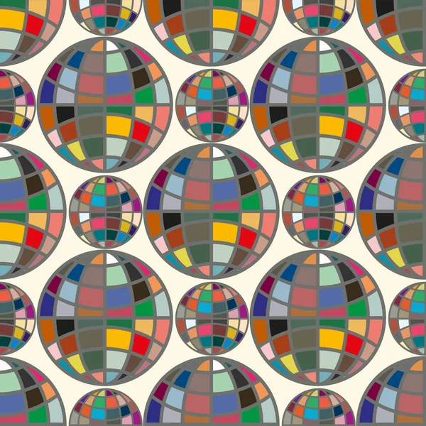 Seamless Mönster Med Färgglada Mosaik Glober — Stock vektor