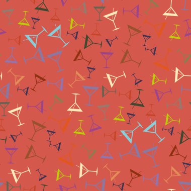 Tropik kokteyller desen, renkli kesintisiz vektör çizim