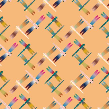 Dekoratif renkli seamless modeli ile şirin yusufçuk