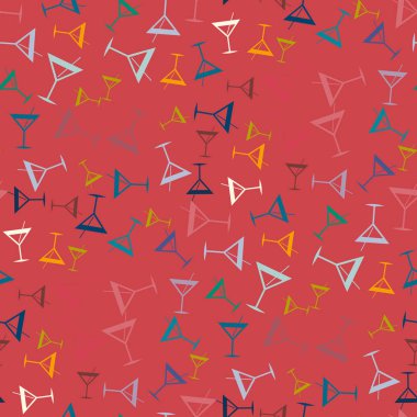 Tropik kokteyller desen, renkli kesintisiz vektör çizim