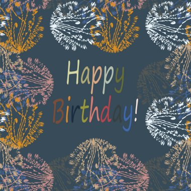 Çiçek desenli harflerle kutlu olsun çok renkli el çekilmiş