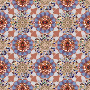 Renkli farklı renk seçenekleri sunan mozaik mandala arka plan