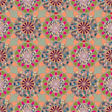 Renkli farklı renk seçenekleri sunan mozaik mandala arka plan