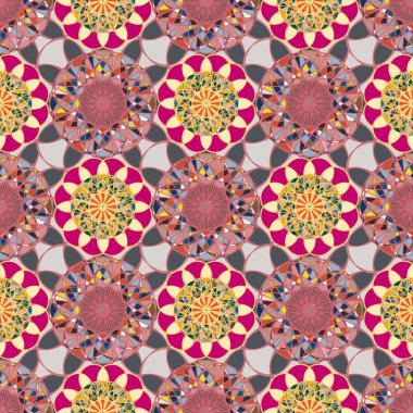 Renkli farklı renk seçenekleri sunan mozaik mandala arka plan