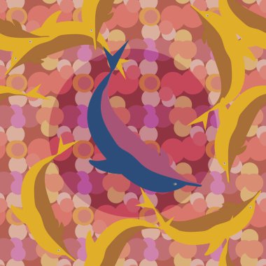 Dekoratif renkli seamless modeli sevimli yunuslar ile