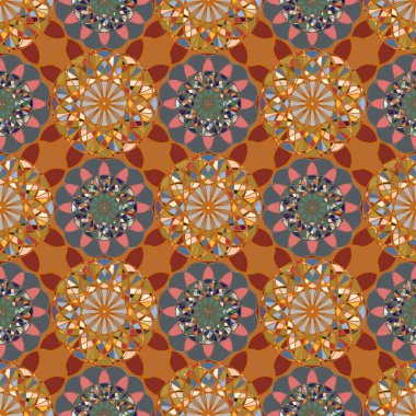 Renkli farklı renk seçenekleri sunan mozaik mandala arka plan