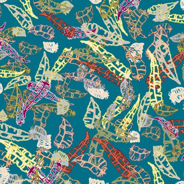 Memphis tarzı zemin ağaç yaprakları 