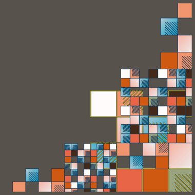 grafik Mozaik, vektör çizim küpleri ve kareler