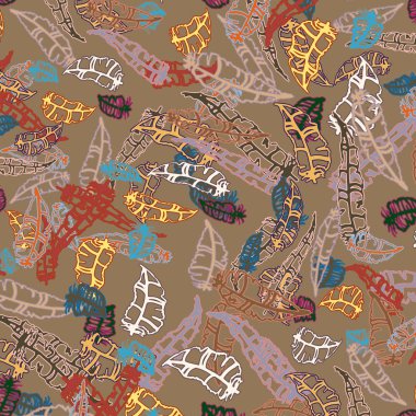 Memphis tarzı zemin ağaç yaprakları 