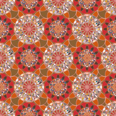 Renkli farklı renk seçenekleri sunan mozaik mandala arka plan