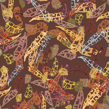 Memphis tarzı zemin ağaç yaprakları 