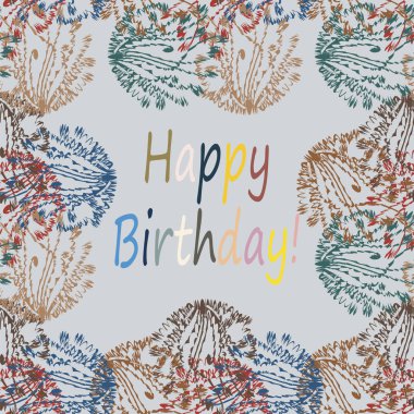 Çiçek desenli harflerle kutlu olsun çok renkli el çekilmiş