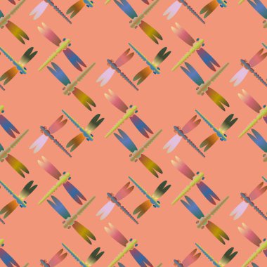 Dekoratif renkli seamless modeli ile şirin yusufçuk