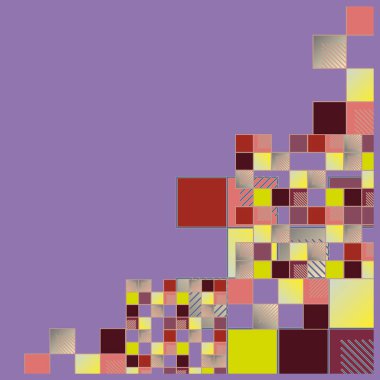 renkli soyut grafik piksel, vektör çizim küpleri ve kareler