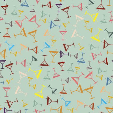 Tropik kokteyller desen, renkli kesintisiz vektör çizim