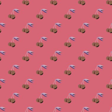 Şirin kiraz seamless modeli. Vektör çizim.