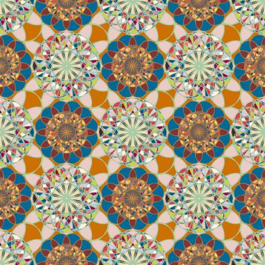 Renkli farklı renk seçenekleri sunan mozaik mandala arka plan