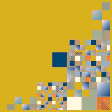 renkli soyut grafik piksel, vektör çizim küpleri ve kareler