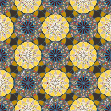 Renkli farklı renk seçenekleri sunan mozaik mandala arka plan