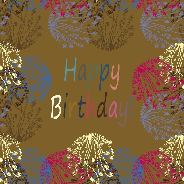Multi Coloré Dessiné Main Joyeux Anniversaire Lettres Avec Motif Floral — Image vectorielle