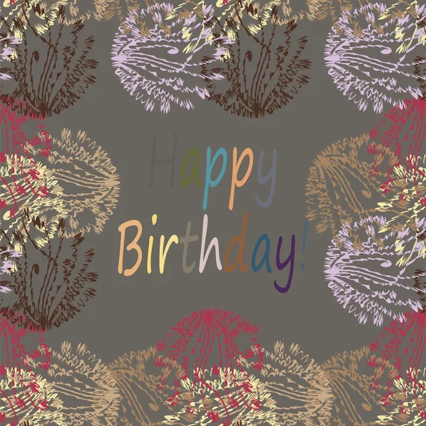 Multi Coloré Dessiné Main Joyeux Anniversaire Lettres Avec Motif Floral — Image vectorielle