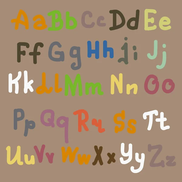 Lettres Alphabet Dessinées Main Multicolores Sur Fond Uni — Image vectorielle