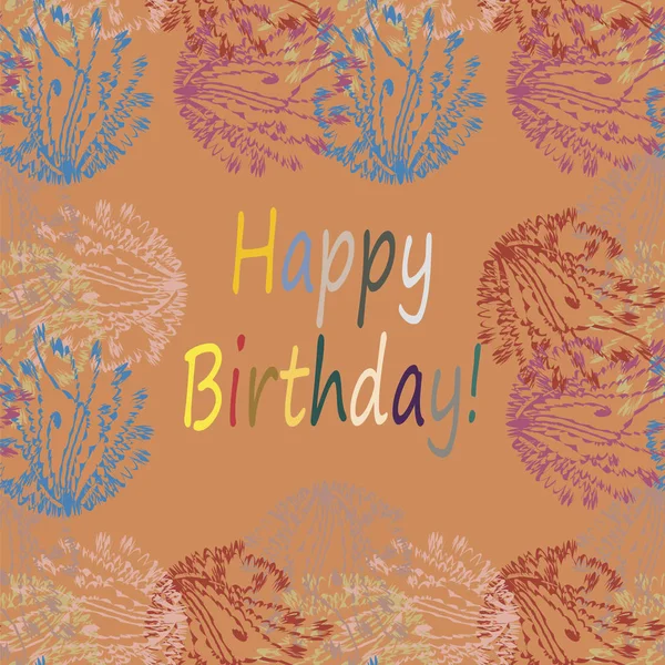 Multi Coloré Dessiné Main Joyeux Anniversaire Lettres Avec Motif Floral — Image vectorielle