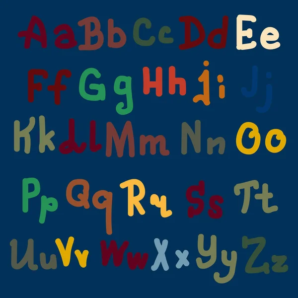 Lettres Alphabet Dessinées Main Multicolores Sur Fond Uni — Image vectorielle