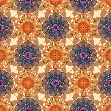 Renkli farklı renk seçenekleri sunan mozaik mandala arka plan
