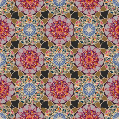 Renkli farklı renk seçenekleri sunan mozaik mandala arka plan