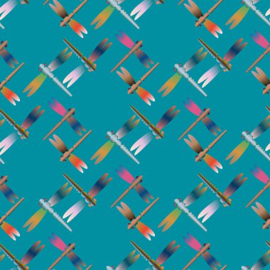 Dekoratif renkli seamless modeli ile şirin yusufçuk