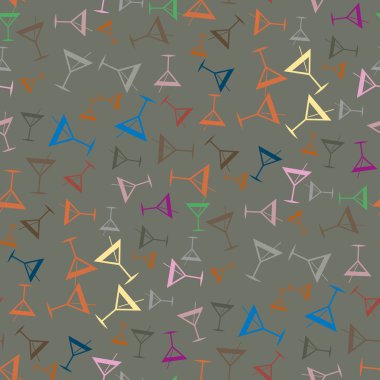 Tropik kokteyller desen, renkli kesintisiz vektör çizim