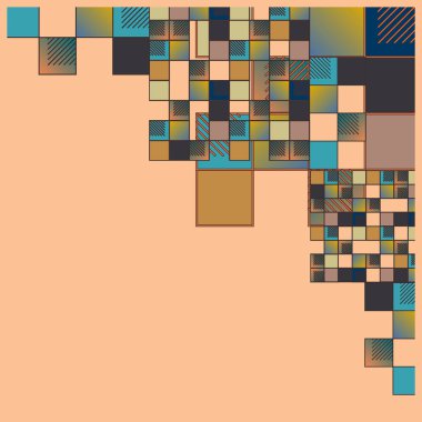 renkli soyut grafik piksel, vektör çizim küpleri ve kareler