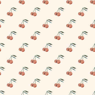 Şirin kiraz seamless modeli. Vektör çizim.