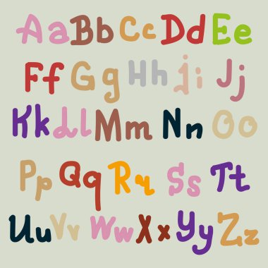 Çok renkli el alfabesi harfleri üzerinde düz arka plan çekilmiş.