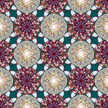 Renkli farklı renk seçenekleri sunan mozaik mandala arka plan