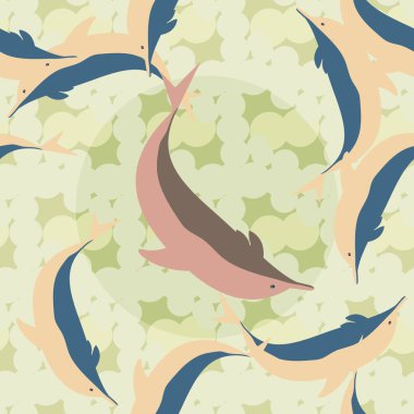 Dekoratif renkli seamless modeli sevimli yunuslar ile