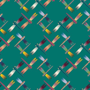 Dekoratif renkli seamless modeli ile şirin yusufçuk