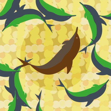 Dekoratif renkli seamless modeli sevimli yunuslar ile