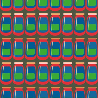 Kavanoz ile rustik ev konserve yeni dikişsiz desen arka planı için.