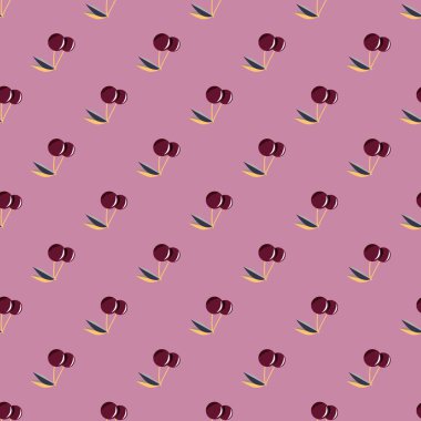 Şirin kiraz seamless modeli. Vektör çizim.