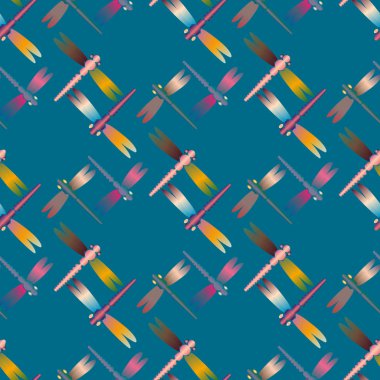 Dekoratif renkli seamless modeli ile şirin yusufçuk