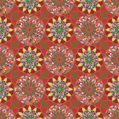 Renkli farklı renk seçenekleri sunan mozaik mandala arka plan