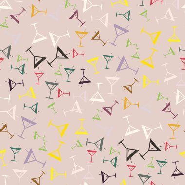 Tropik kokteyller desen, renkli kesintisiz vektör çizim