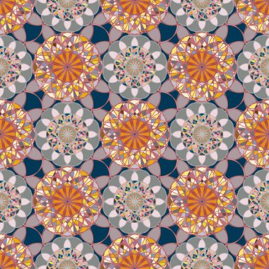 Renkli farklı renk seçenekleri sunan mozaik mandala arka plan