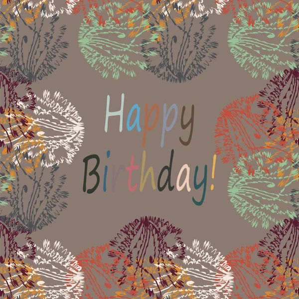 Πολύχρωμα Χέρι Χαρούμενα Γενέθλια Γράμματα Λουλουδάτο Μοτίβο — Διανυσματικό Αρχείο