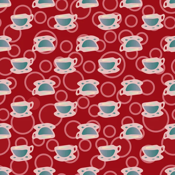 Cups Coffee Tea Dots Background Seamless Pattern — Stock Vector