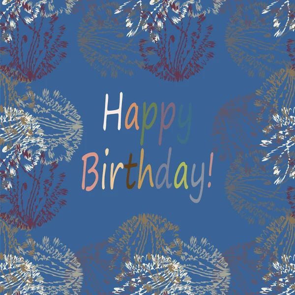 Multi Coloré Dessiné Main Joyeux Anniversaire Lettres Avec Motif Floral — Image vectorielle