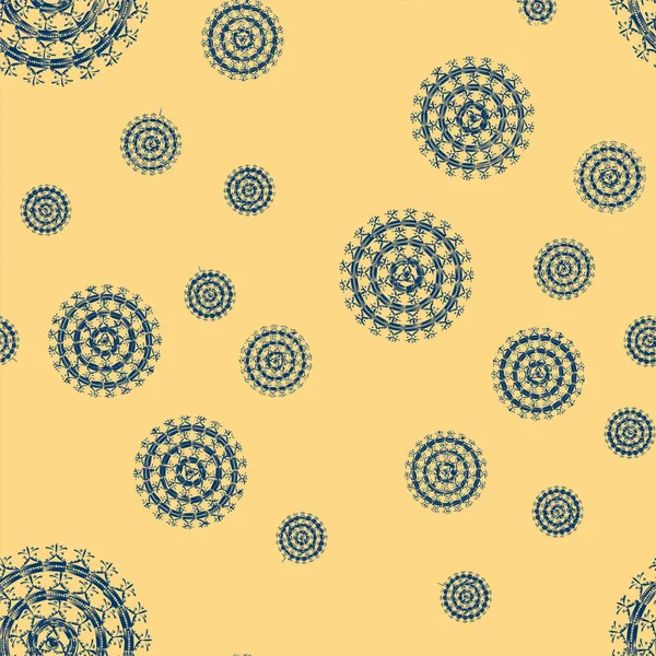 Patrón Mandala Abstracto Sin Costuras Adorno Compuesto Formas Simples — Vector de stock